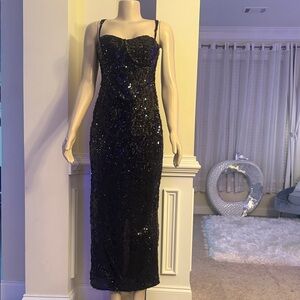 PrettyLittleThing Black Sequin Midi Dress